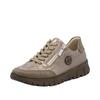 Plateausneaker RIEKER, Damen, Gr. 42, beige, Lederimitat, metallic, sportlich, Schuhe, Schnürschuh, Halbschuh, Freizeitschuh in Bequemweite G (= weit)