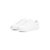 Plateausneaker TOMMY HILFIGER "CASUAL CUPSOLE SNEAKER", Damen, Gr. 37, weiß, Nappaleder, unifarben, sportlich, Schuhe, Freizeitschuh, Halbschuh, Schnürer mit goldfarbenem Logoschriftzug