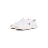 Plateausneaker TOMMY JEANS "TJW LIGHTWEIGHT COURT SNEAKER", Damen, Gr. 37, weiß, Leder, unifarben mit Farbeinsatz, sportlich, Schuhe, Freizeitschuh, Halbschuh, Schnürschuh mit plakativer Logoflag