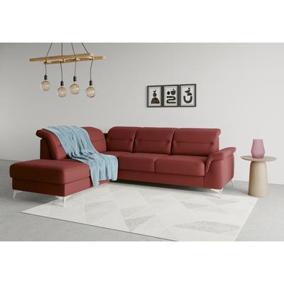 Ecksofa SIT & MORE "Sinatra L-Form", rot (bordeaux), B:251cm H:85cm T:220cm, 100% Polyester, Sofas, mit Ottomane, optional mit Kopfteilverstellung und Armteilfunktion Image