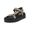 Riemchensandale STEVE MADDEN "STEVE MADDEN Sandalen Textil", Damen, Gr. 39, schwarz (schwarz, beige), Textil, casual, Schuhe