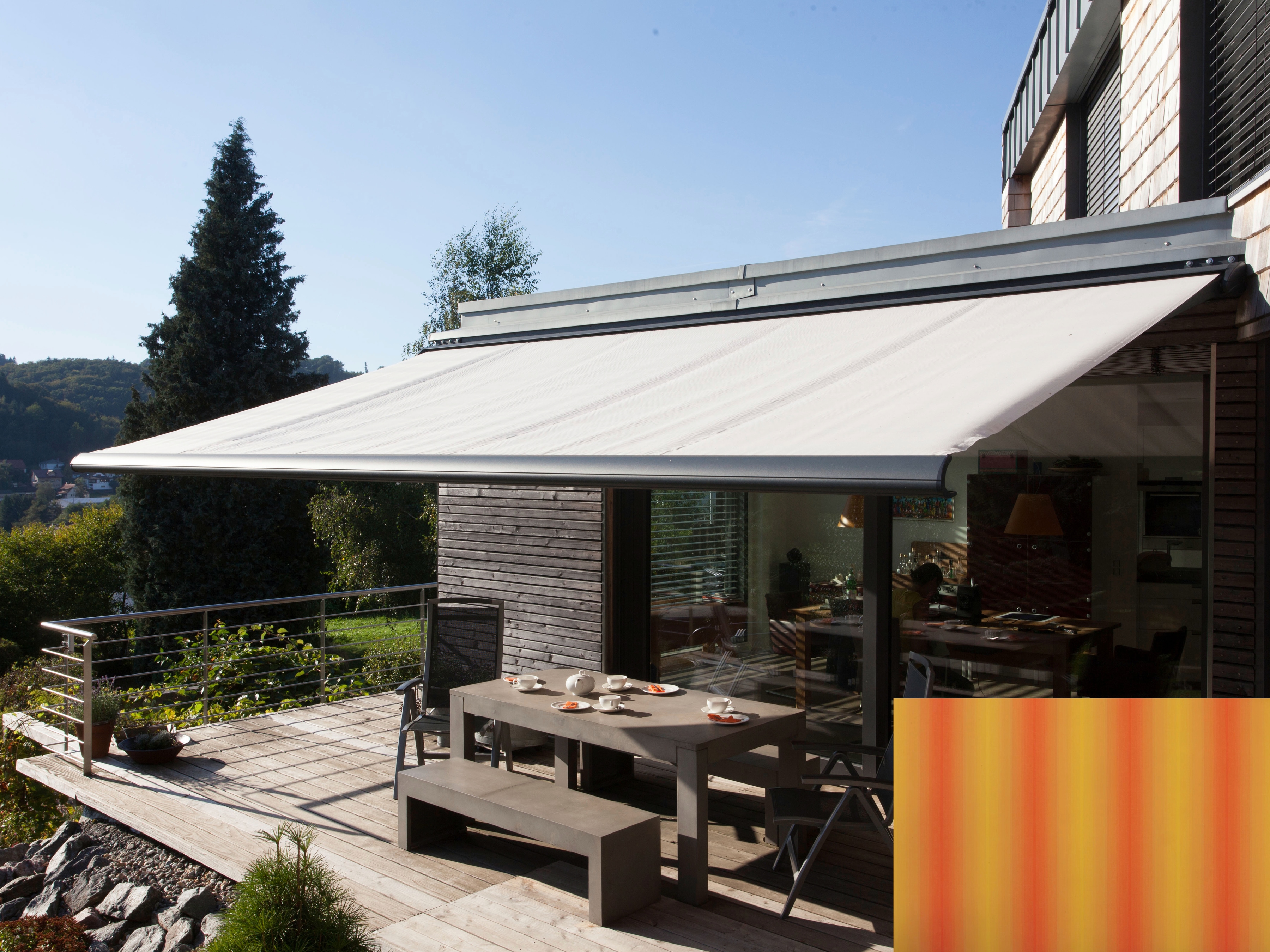 Kassettenmarkise WISMAR "Classic S-Compact", gelb (gelb, orange), B:350cm, Polyacryl, Markisen, Breite: 350 cm, Ausfall: 300 cm