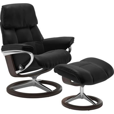 Relaxsessel STRESSLESS "Ruby", schwarz (schwarz batick), B:78cm H:100cm T:76cm, Leder PALOMA: durchgefärbtes Semianilin-Möbelleder, Leder BATICK: durchgefärbtes und genarbtes Möbelleder, Sessel, mit Signature Base, Größe M, Gestell Eiche, Wenge,... Image