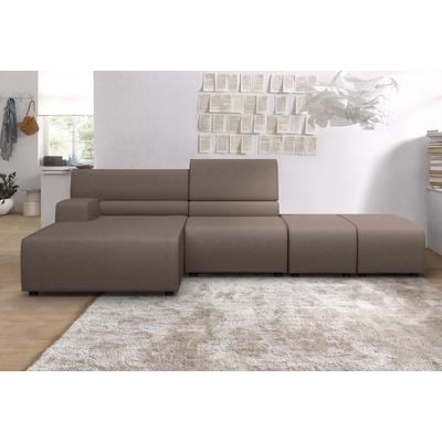 Ecksofa EGOITALIANO "Babouche, Designsofa mit außergewöhnlichem Sitzkomfort zum Wohlfühlen", braun (mud), B:384cm H:80cm T:98cm, Luxus-Micofaser Lederoptik (100% Polyester) ist ein neues technisches Gewebe mit einem visuellen und taktilen Aspekt,... Image