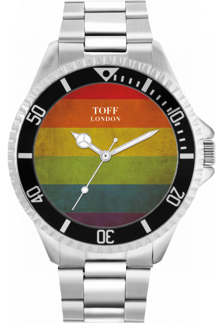 Toff London Mens TLWL-1022 42mm Pride Vintage Rainbow Watch - Silver - One Size | Toff London Sale | Discount Designer Brands