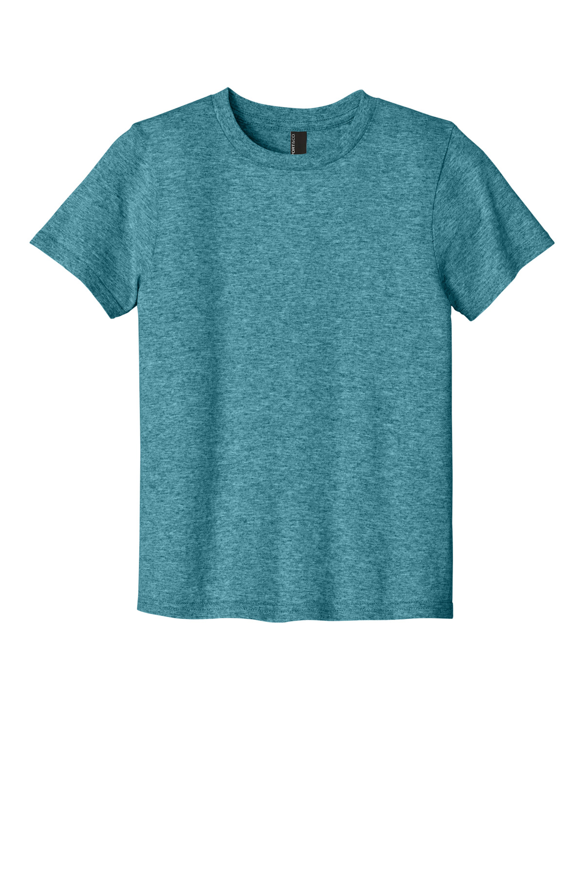Port & Company PC43Y Co Youth Easy Cotton Top in Vivid Teal Heather size Medium | Cotton/Polyester Blend