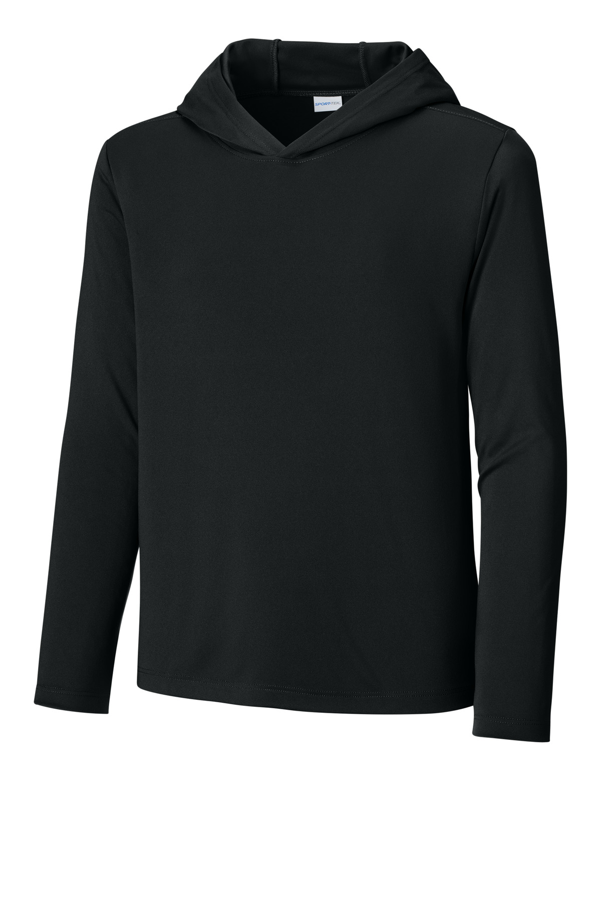 Sport-Tek YST420LSH Youth Posi-UV Pro Long Sleeve Hoodie in Black size Medium | Polyester