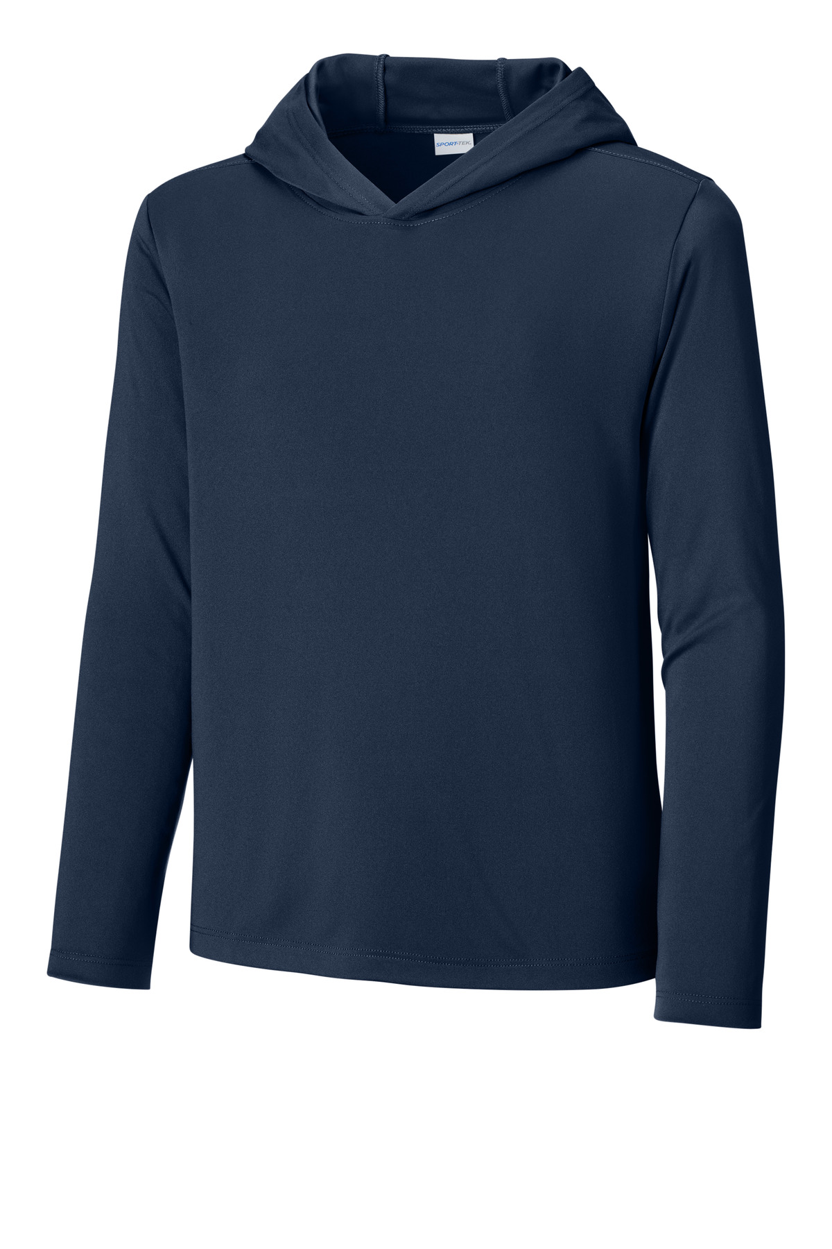 Sport-Tek YST420LSH Youth Posi-UV Pro Long Sleeve Hoodie in True Navy Blue size Medium | Polyester
