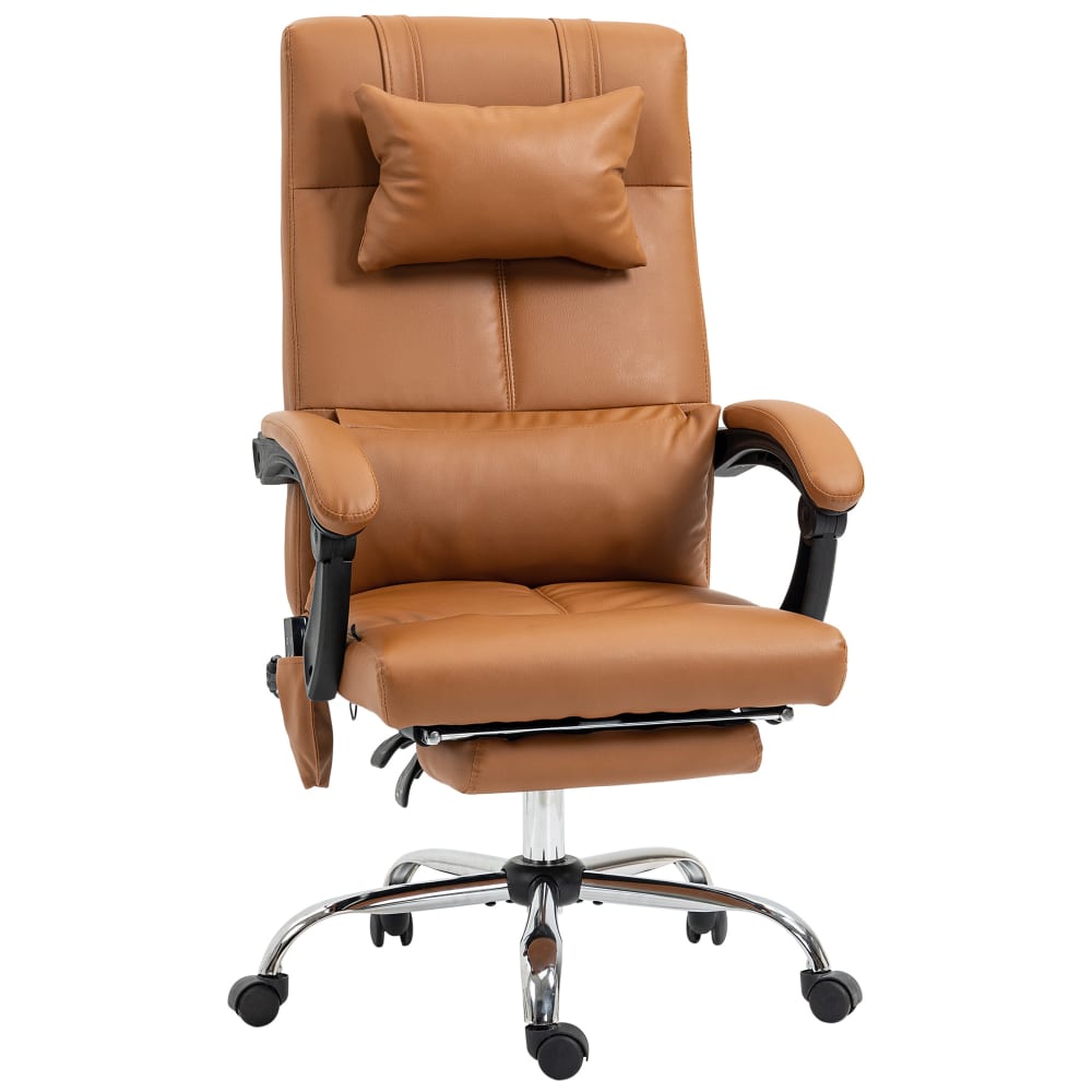 Fauteuil de bureau massant télécommande revêtement synthétique marron