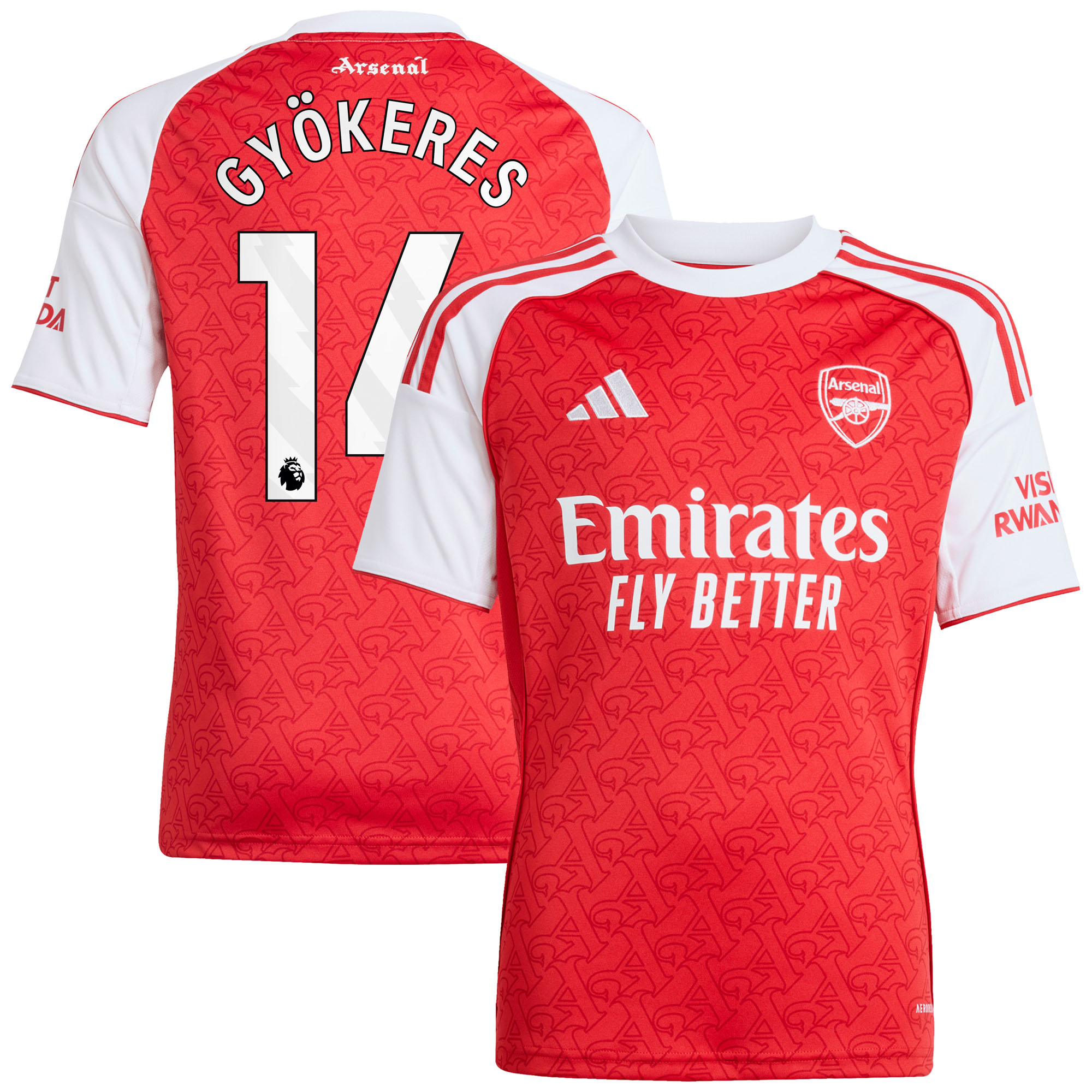 Maillot Domicile Arsenal adidas 2025-26 - Enfant avec flocage Gyökeres 14 - unisexe Taille: 7-8 Years