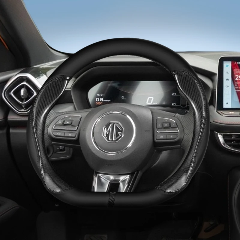 Auto Lenkrad Abdeckung 38 cm PU Leder Carbon Faser Für MG ZS EZS MG5 2023 2025 MG6 HS MG3 GT Auto innen Accesorios Image