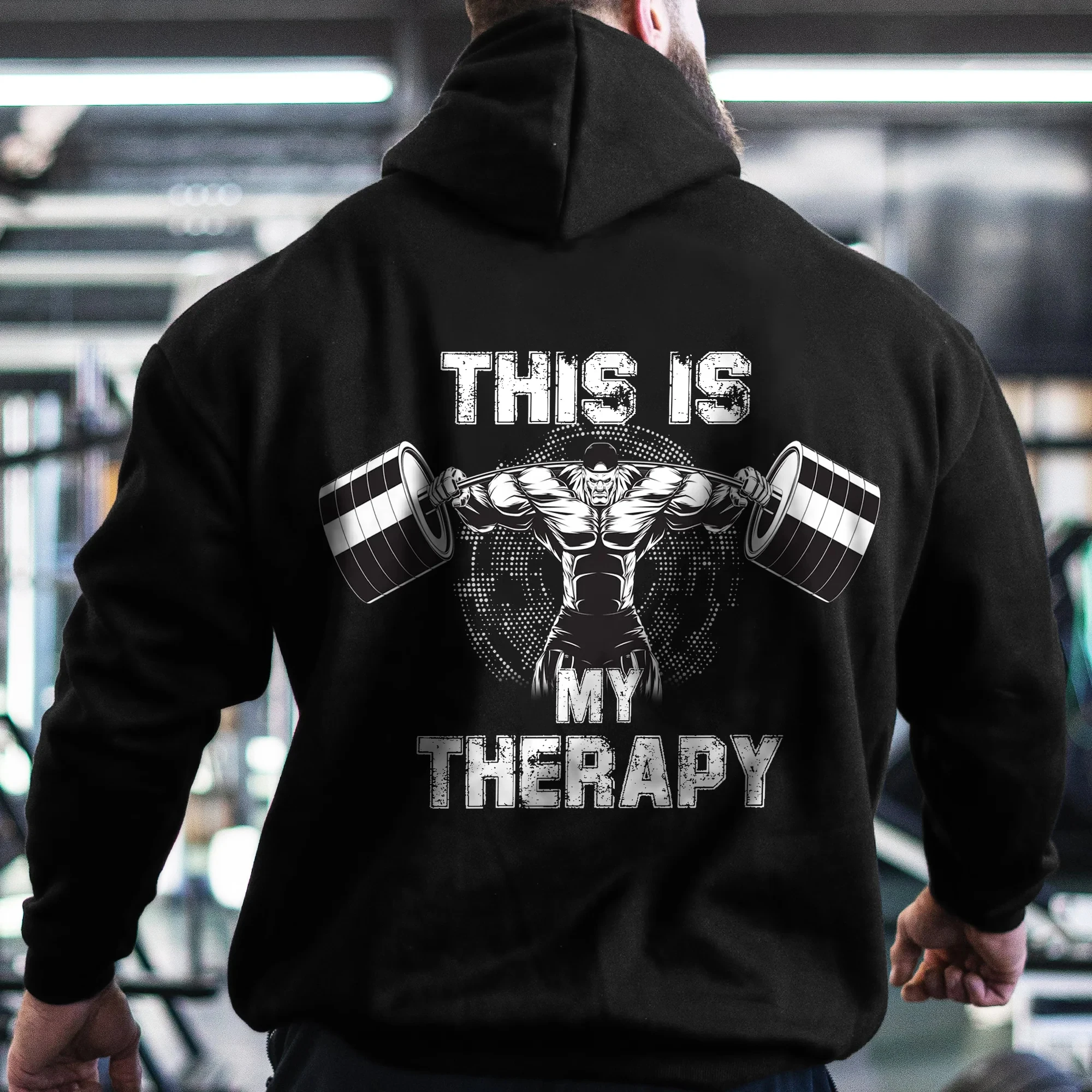 Dies ist mein Therapie-Muster mit Kapuze für Herren, Herbst und Winter, neue Herren-Fitness-Hoodies, Fitnessstudio, Workout, Kapuzenpullover, atmungsaktive Sweatshirts Image