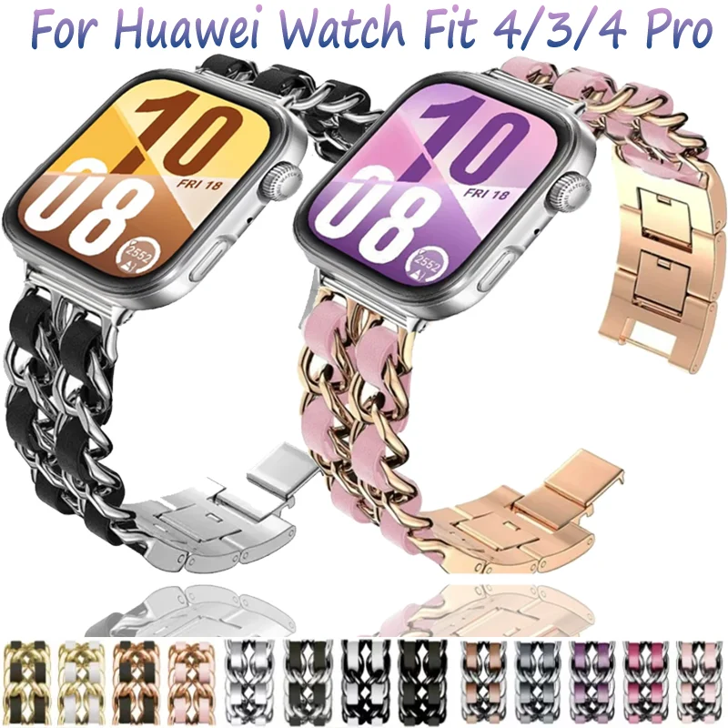 Metallarmband für Huawei Watch Fit 4/4 Pro Damen Edelstahl Atmungsaktives Modearmband Huawei Watch Fit 3 Correa Zubehör Image