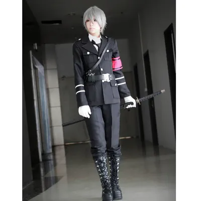Perucas Anime Togainu no Chi Akira Cosplay Kostüm Komplettes Set Militäruniform für Männer Image
