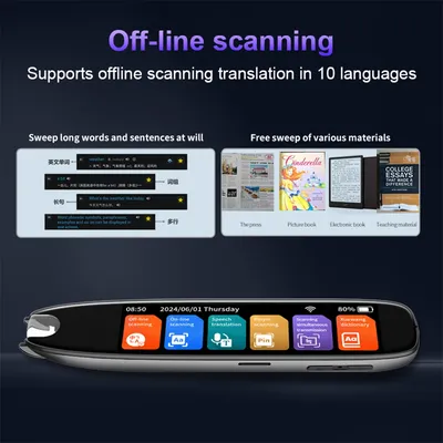 Übersetzungsstift, 142 Sprachen, Scan-Lesegerät, Online-/Offline-Modi, Lesestift für Legasthenie, Sprachübersetzung, Text zur Sprache Image