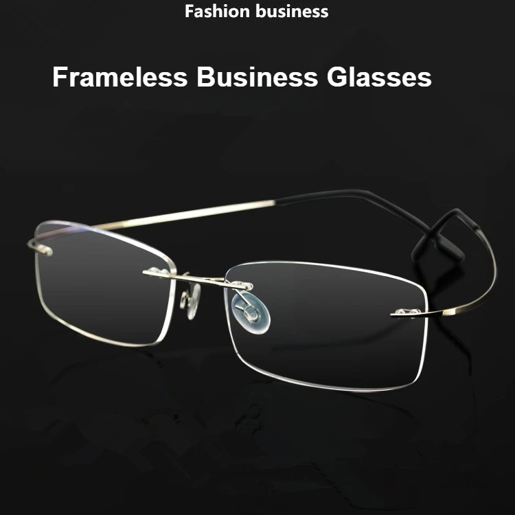 0 bis +4,0 Memory Titan Lesebrille Randlose neutrale Presbyopie-Brille Hyperopie-Brille Business-Brille Image