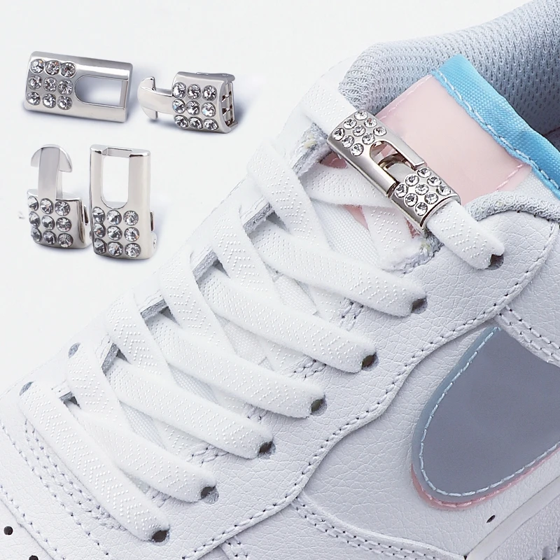 2Set Schnürsenkel ohne Krawatte, elastische Schnürsenkel, Turnschuhe, Diamantschlösser, Schnürsenkel ohne Krawatten, für Kinder und Erwachsene, 8 mm Breite, Gummibänder, Schnürsenkel Image