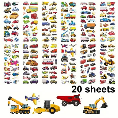 20 Blatt Baufahrzeug 3D-Blasenaufkleber, strukturierte Peel-Stick-Aufkleber für DIY-Handwerk, Laptop, Handyhülle ZSY Image