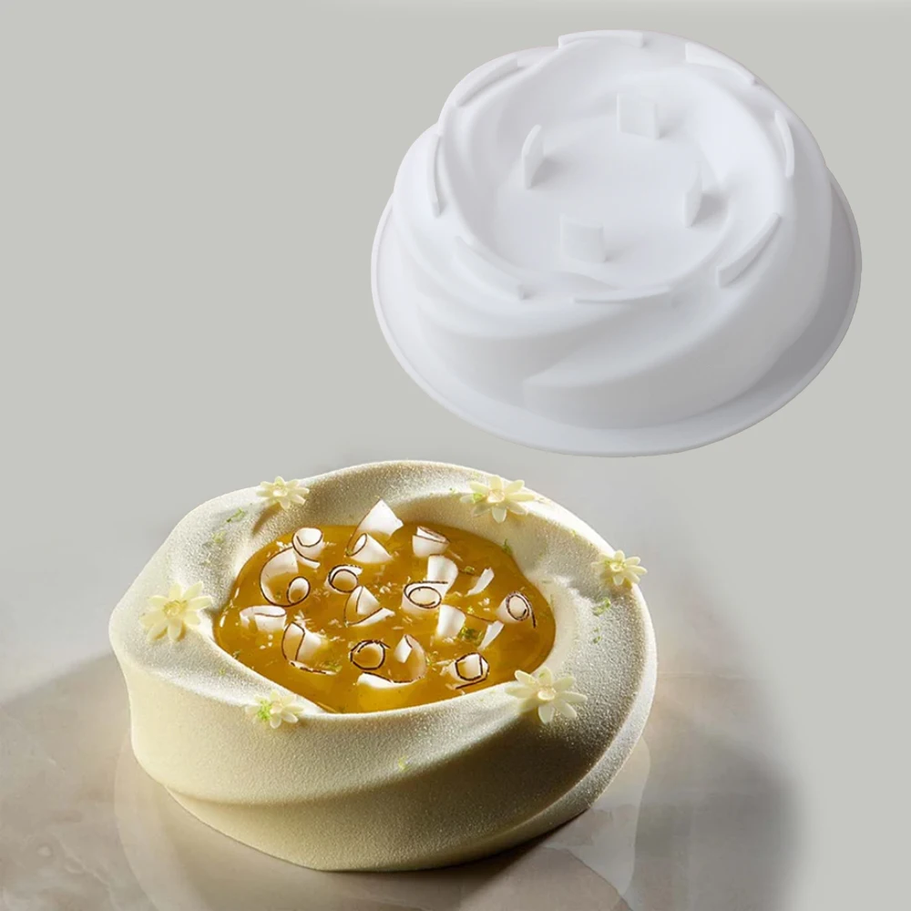Kreisförmige Wirbelwind Design Französisch Mousse Kuchen Formen Lebensmittel Grade Silikon Kuchen Form Schokolade Form Dessert Werkzeuge Küche Backformen Image