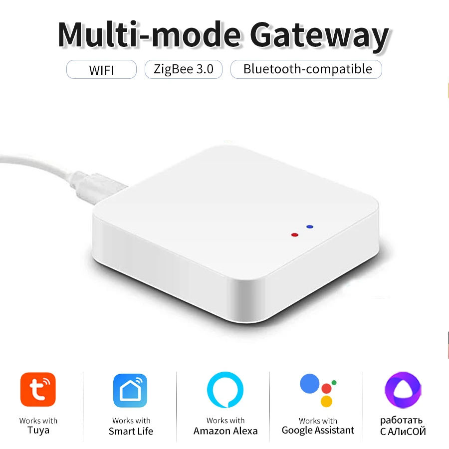 Tuya Multi-Mode Gateway Smart Life App Smart Home Control WiFi Brücke ZigBee Hub BLE SigMesh Alexa Google Home Sprachsteuerung Image