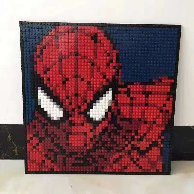 Neue Heiße Wand Dekor Porträts Marv Iron Man Und Spider Man Bausteine Ziegel Puzzle Spielzeug Geschenke Für Kinder Mit Foto Rahmen Image