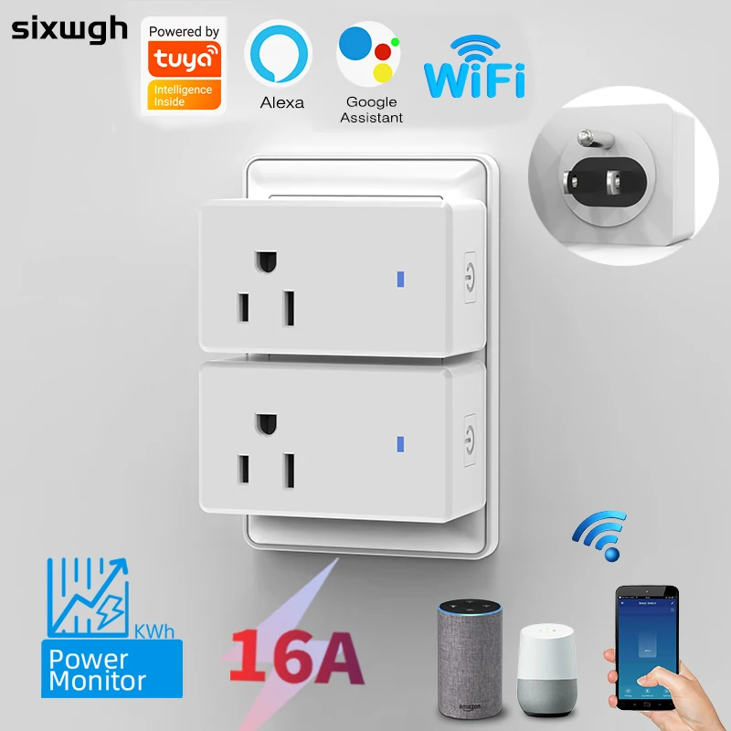Sixwgh Smart WiFi Steckdose US Standard Stecker 10A/16A Fernbedienung Alexa Google Home Timer Power Überwachung Image
