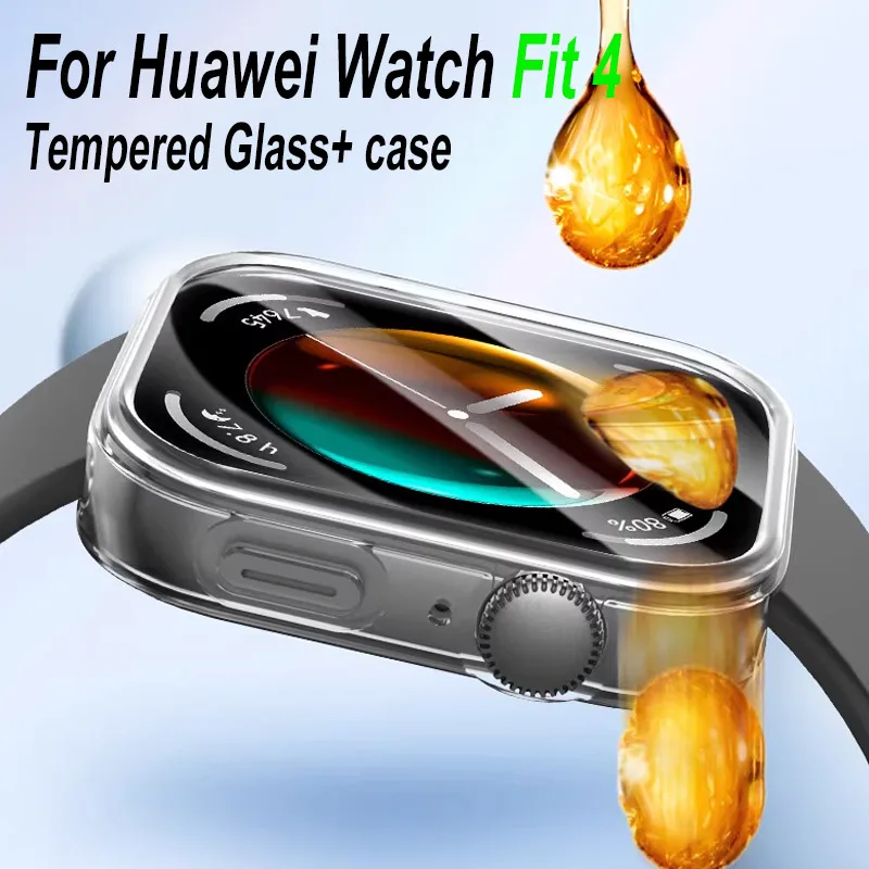 Gehärtetes Glas + Hülle für Huawei Watch Fit 4, Rundum-PC-Stoßstange, Displayschutzfolie für Huawei Watch Fit 4-Zubehör Image