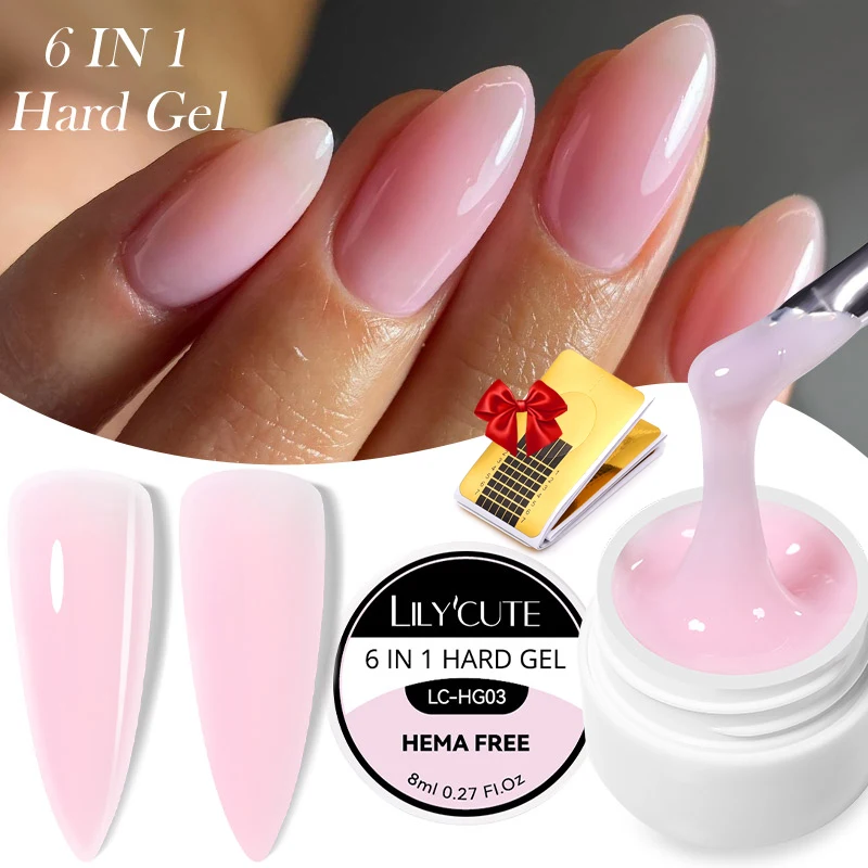 LILYCUTE 8 ml Pink Nude Extension Nagelgelpoliermittel Acryl Construct Hard Gel Soak Off UV LED Selbstnivellierendes Gel für Nail Art DIY Image