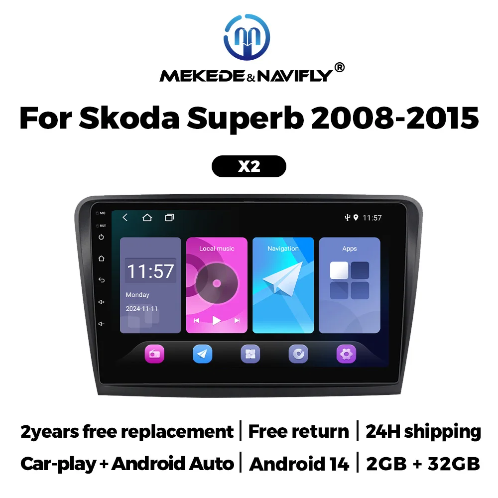 Android14 ips Touchscreen Autoradio Auto spielen Auto für Skoda hervorragende 2 b6 2008 2009 2010 2011-2015 Multimedia-Video-Player GPS Android 13 Automatisches Intelligentes System QLED Automatischer Image