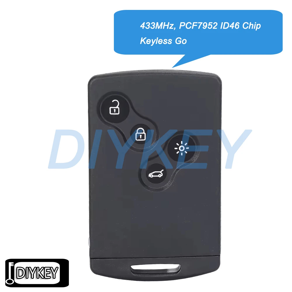 4 Tasten Freisprecheinrichtung Keyless Smart Remote Key Fob 433 MHz PCF7952 ID46 Chip für Renault Megane 3 III Laguna 3 III Scenic Fluence Image
