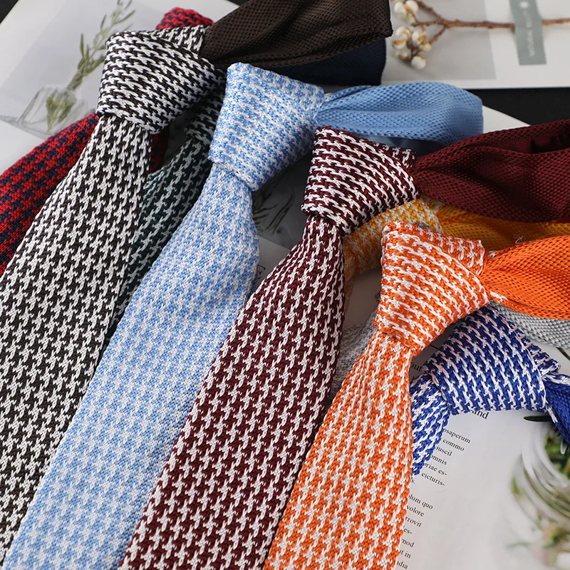 Neue Strickkrawatten, lässige dünne Krawatte für Party, Jungen und Mädchen, gestrickt, gestreift, Hochzeitskrawatte für Bräutigam, Halsbekleidung für Männer Image