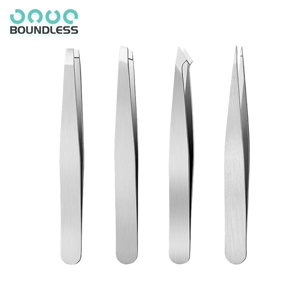 4Pcs Professionelle Edelstahl Augenbraue Pinzette Gesichts Eingewachsene Haar Splinter Mitesser Entfernung Trimmen Make-Up Wimpern Werkzeug