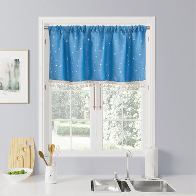 Curtain Drapes Modern Minimalist Silver Foil Star Lace Short Curtains - Kitchen Half-Drape, Soft Home Decor Fabric Door Window Curtains
