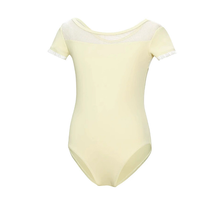 Kids' Dancewear Leotard / Onesie Pure Color Splicing Tulle Girls' Performance Training Short Sleeve High Polyester