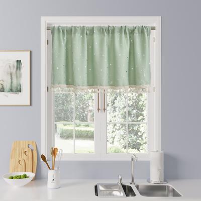 Curtain Drapes Modern Minimalist Silver Foil Star Lace Short Curtains - Kitchen Half-Drape, Soft Home Decor Fabric Door Window Curtains