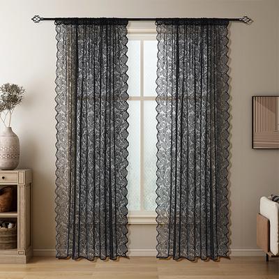 Curtain Drapes French Vintage Lace Sheer Curtains - Decorative Privacy Drapes for Living Room Bedroom, Room Divider
