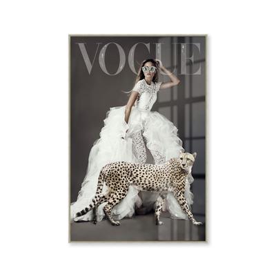 La Casa »Lady Vogue with gepard« Glasbild mit Strassapplikation 80x120 cm Image