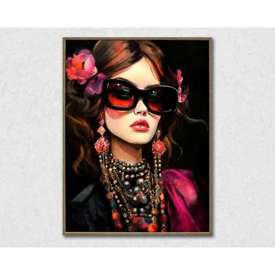 La Casa »Lady mit Sonnenbrille und Ketten« Ölbild gerahmt 90x120 cm gerahmt Image