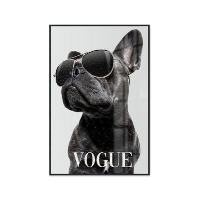 La Casa »Vogue Dog with sunglasses« Glasbild mit Strassapplikation 80x120 cm Image
