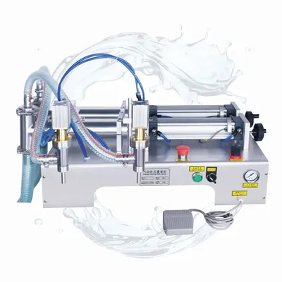 Commercial Semi-Automatic Pneumatic Liquid Wine Double-Head Filling Machine Stainless Steel Piston Beverage Filler Juice Package