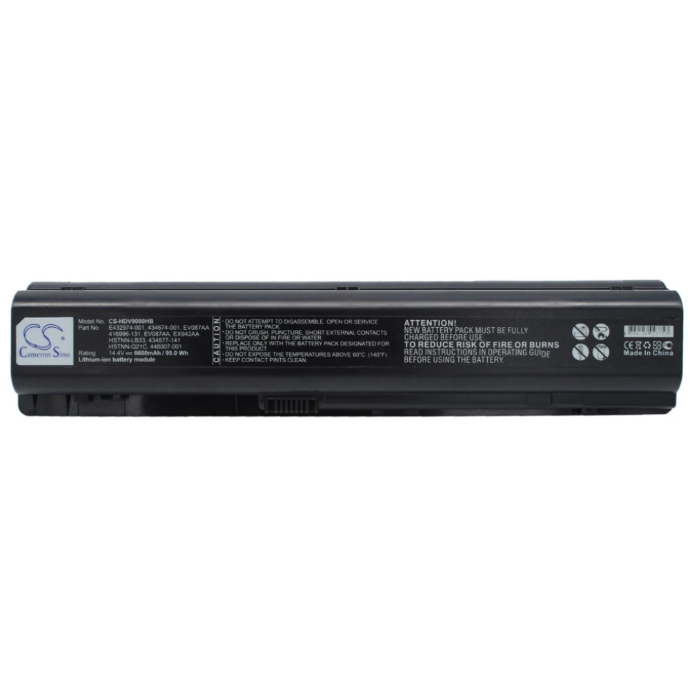 Li-ion Notebook, Laptop Battery for HP, 14.4V, 6600mAh, Compatible Models: Pavilion dv9000, Pavilion DV982CL