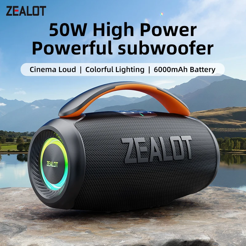 ZEALOT-P11 50W Portable Bluetooth Speaker with IPX6 Waterproof, Comfortable handle,Controllable lighting,TWS,AUX,Outdoor
