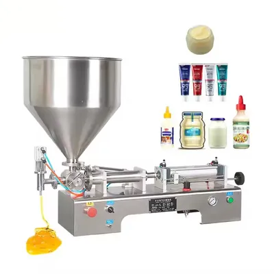 Liquid Filling Machine Paste Bottle Filler Adjustable with Hopper for Water Juice Shampoo Honey