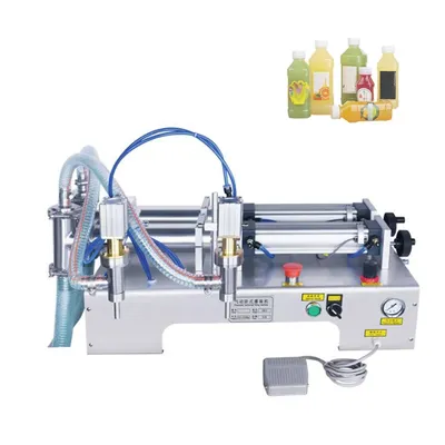 Semi automatic Two Head High Accuracy Viscous Liquid Filling Machine Beverage Milk Olive Small Soft Drink Oil Liquid Filler