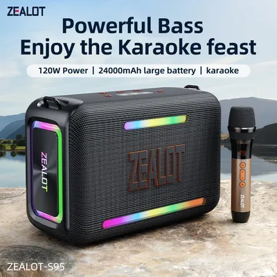 ZEALOT-S95M Karaoke Portable Bluetooth Speaker, Wireless Portable Speaker with 1-2 Microphone, Karaoke Machine for Home