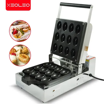 XEOLEO Electric Coffee Bean Shape Waffle Makers Machine 1200W Coffee Bean Shape Takoyaki Maker 16 Molds Kitchen Appliance