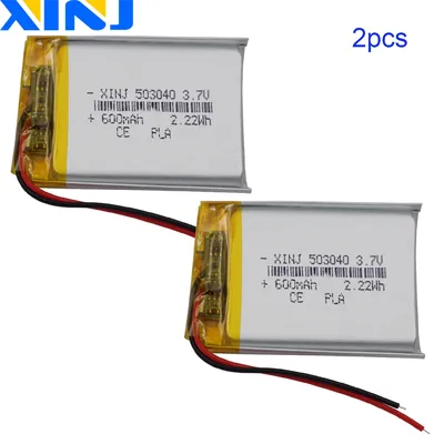 2 pcs 3.7V 600mAh 2.22Wh Polymer Li Lithium Battery 503040 Repair Controller GPS Sat Nav Music Player Driving Recorder Camera
