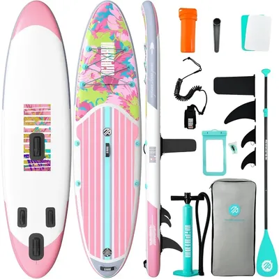 Inflatable Stand Up Paddle Board with SUP Accessories, Anti-Slip EVA Deck, 10’6’’ Inflatable Paddle Boards for Adults &