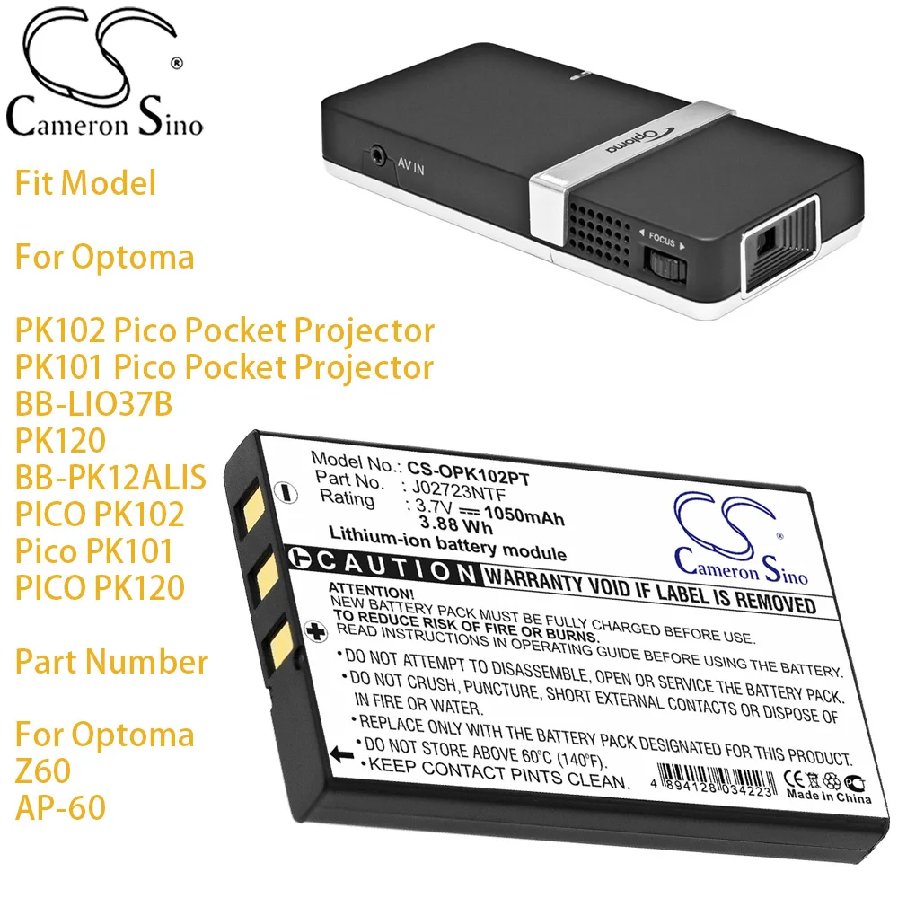 Projector Battery For Optoma PK102 Pico Pocket Projector BB-LIO37B PK120 BB-PK12ALIS PICO PK102 Pico PK101 PICO PK120