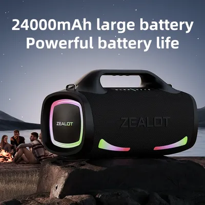 zealot_S79 100W High Power Portable Bluetooth Speaker Speakers RGB Colorful Light 3D Stereo Surround TWS Boom Box